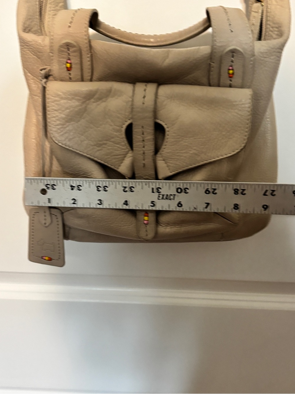 RADLEY LONDON Beige Leather Shoulder Bag with Ring Detail-Y2K Vintage - Picture 11 of 16